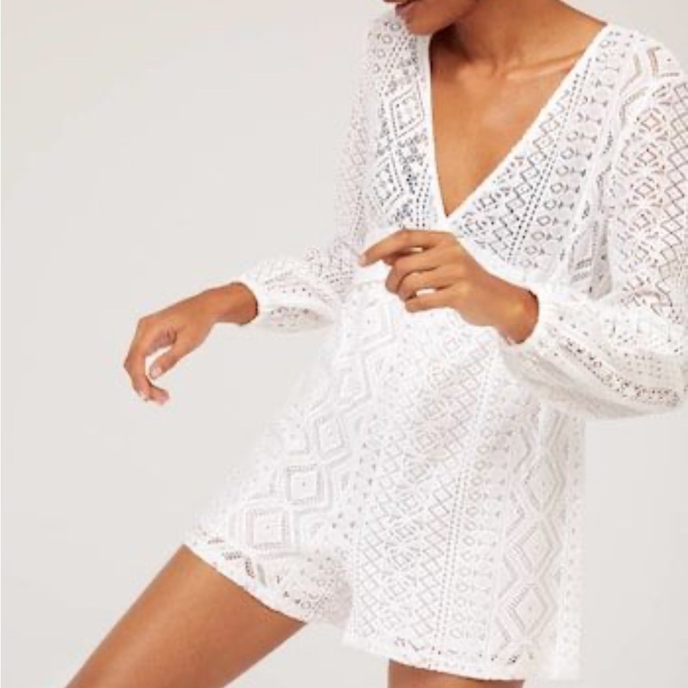 Oysho white crochet romper